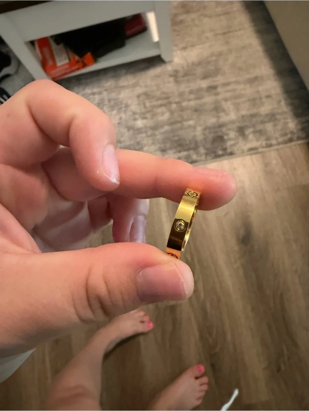 Gold-Tone Screw Detail Ring